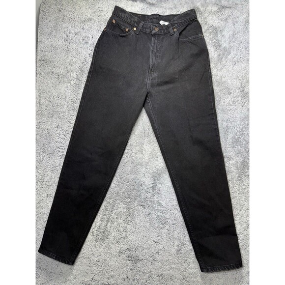 Vintage 90s Levis 512 Black Denim Jean Womens 28x28 Slim Fit Straight USA Made - Picture 3 of 14